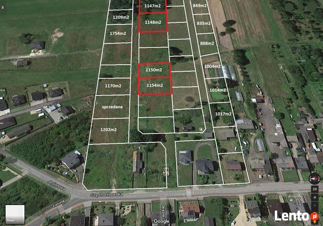 Działka budowlana 1150m2 k.Częstochowy