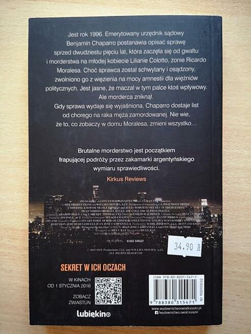 Sekret w ich oczach, Eduardo Sacheri - sprzedam książkę