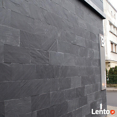 Płytki kamienne łupek 60x30 czarny szczotkowany ściany