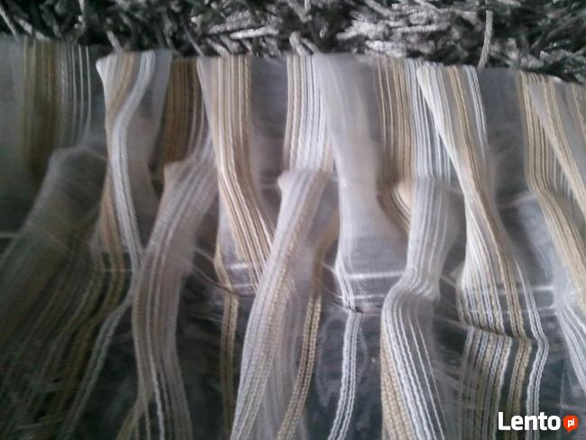 Firana organza krem prążki 220-250 x 230 ,firanka organtyna