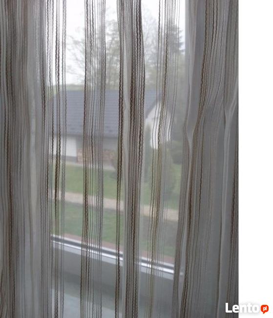 Firana organza krem prążki 220-250 x 230 ,firanka organtyna