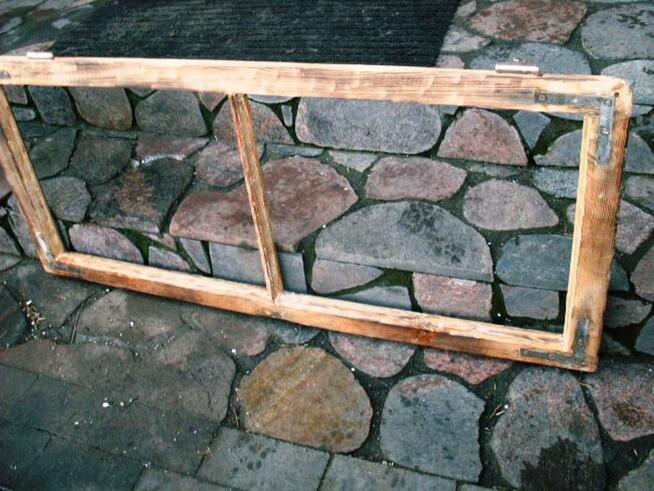 Stare okna drewniane retro loft lustro, zdjęcia 114x52