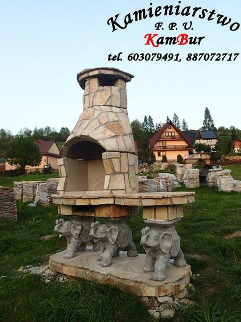 Kominek - Grill na słoniach z kamienia (B3)