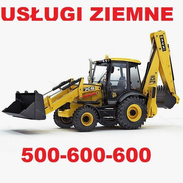 Usługi ziemne koparko-ładowarką JCB 3cx, koparką Volvo, wywr
