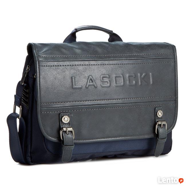 Granatowa torba na laptopa = LASOCKI RM0016 LASOCKI FOR MEN