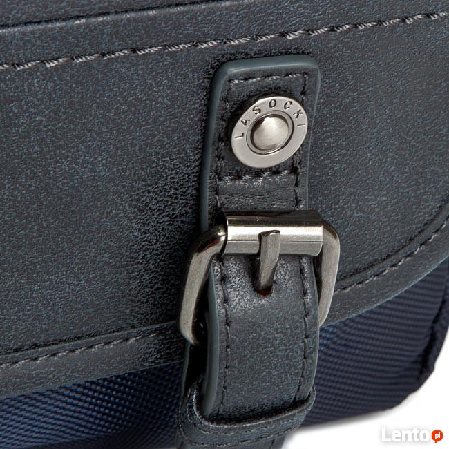 Granatowa torba na laptopa = LASOCKI RM0016 LASOCKI FOR MEN