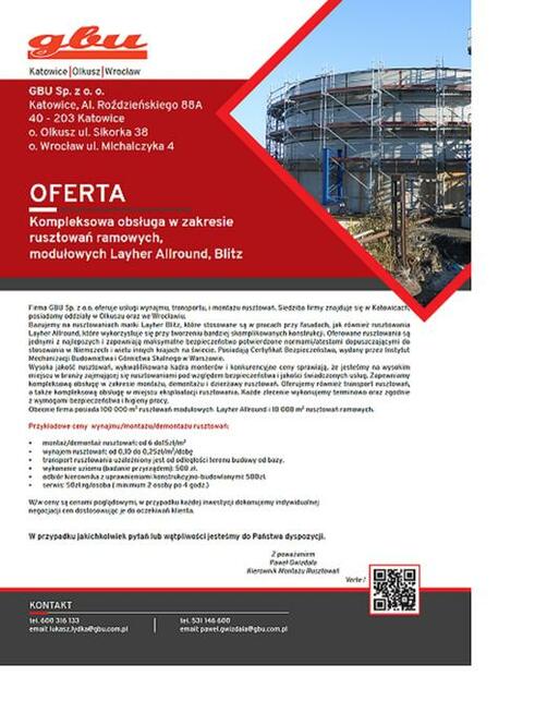 Montaż i wynajem rusztowań modułowych i elewacyjnych Layher