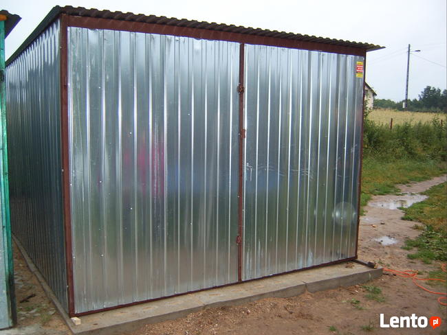 Garaż blaszany 3x5 ocynk, brama dwuskrzydłowa