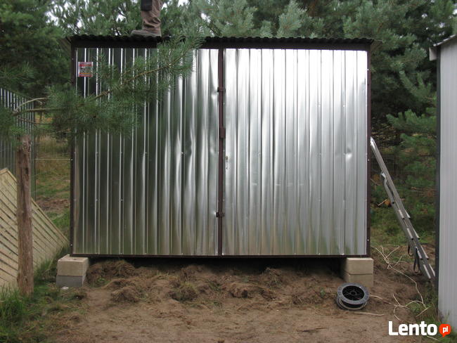 Garaż blaszany 3x5 ocynk, brama dwuskrzydłowa