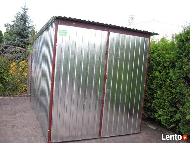 Garaż 2x3 blaszak, ocynk, spad w tył, brama dwuskrzydłowa