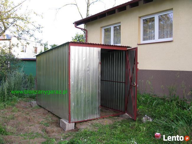 Garaż 2x3 blaszak, ocynk, spad w tył, brama dwuskrzydłowa