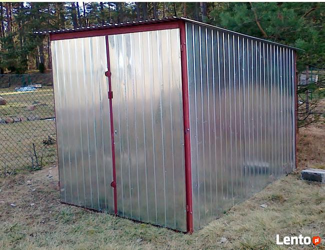 Garaż 2x3 blaszak, ocynk, spad w tył, brama dwuskrzydłowa