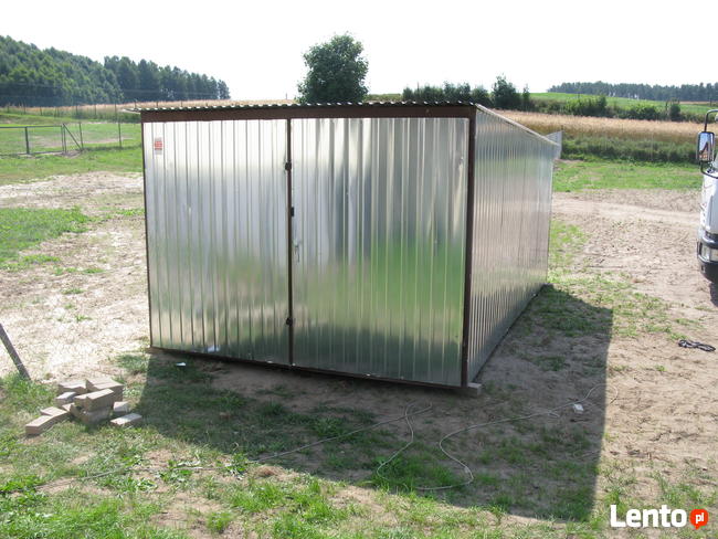 Garaż blaszany 3x5 ocynk, brama dwuskrzydłowa