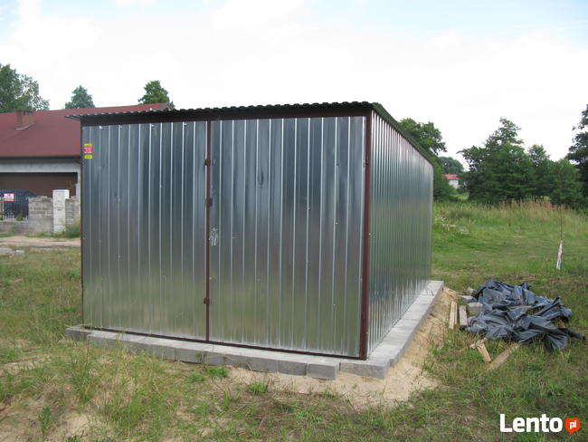 Garaż blaszany 3x5 ocynk, brama dwuskrzydłowa