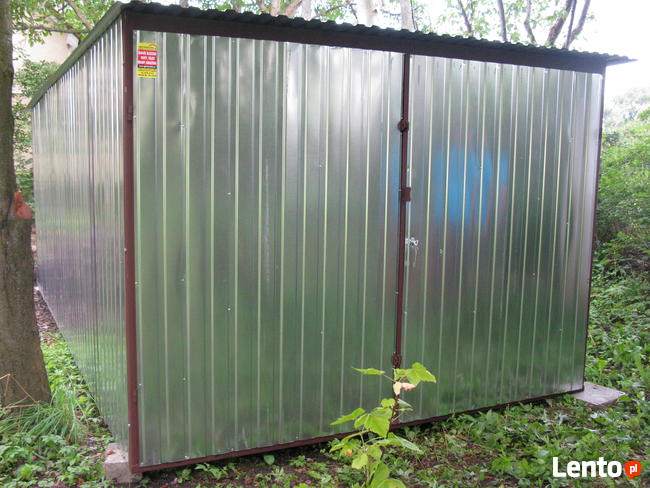 Garaż blaszany 3x5 ocynk, brama dwuskrzydłowa