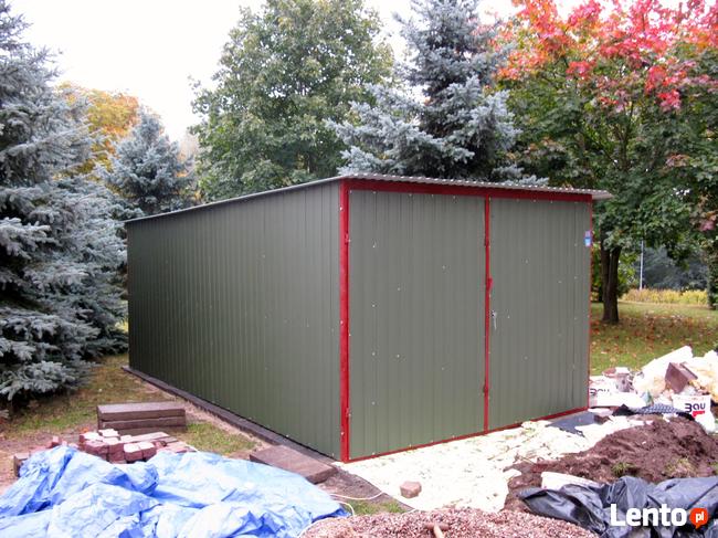 Garaż blaszany 3x5, brama dwuskrzydłowa, spad w tył