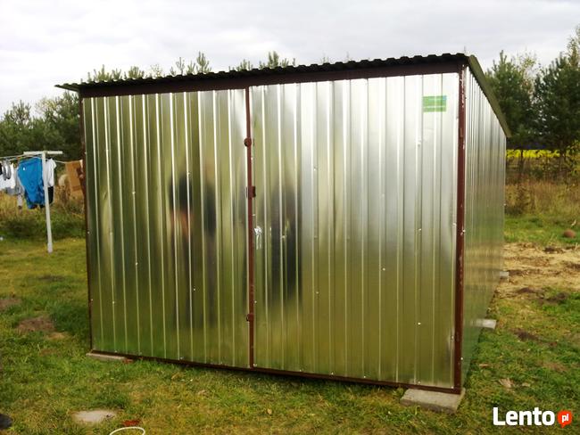 Garaż blaszany 3x5, brama dwuskrzydłowa, spad w tył