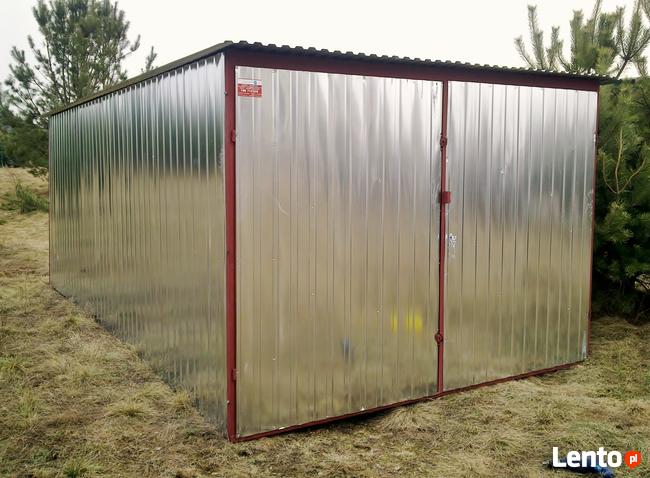 Garaż blaszany 3x5, brama dwuskrzydłowa, spad w tył