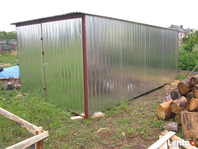 Garaż blaszany 3x5 ocynk, brama dwuskrzydłowa