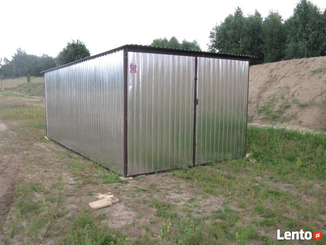 Garaż blaszany 3x5, brama dwuskrzydłowa, spad w tył