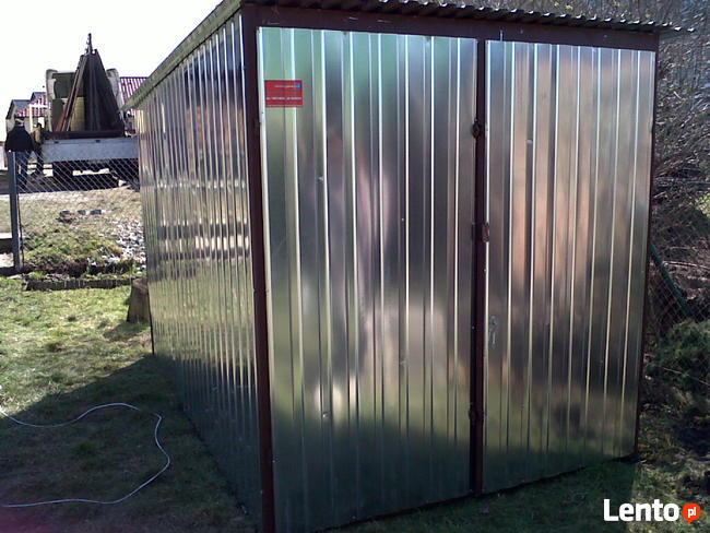 Garaż 2x3 blaszak, ocynk, spad w tył, brama dwuskrzydłowa