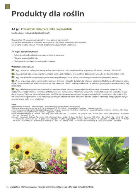 Płyn 3A86 uprawa roślin z alg morskich naturalny ReicoNiemcy