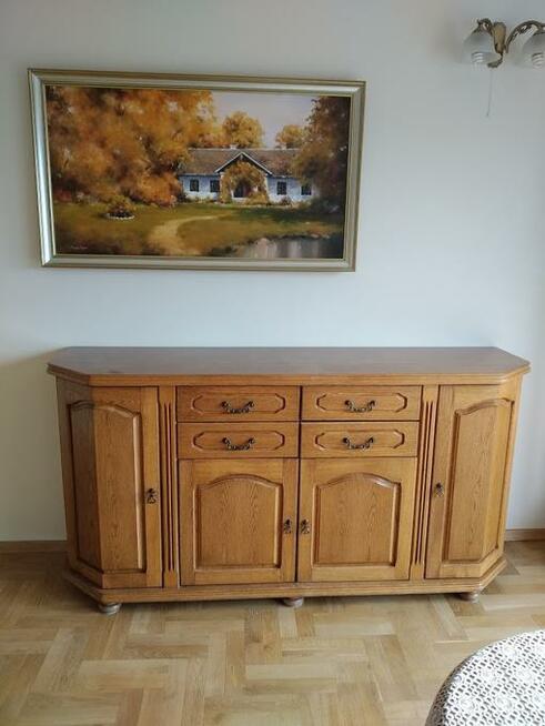 Komoda komody dębowe drewniane, zegar komplet