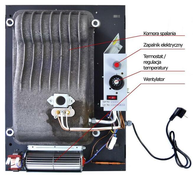 Grzejnik gazowy, piecyk żeliwny HOSSEVEN HDU-3 DKV wentylato