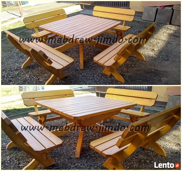 stół + 4 ławki 120cm/120cm