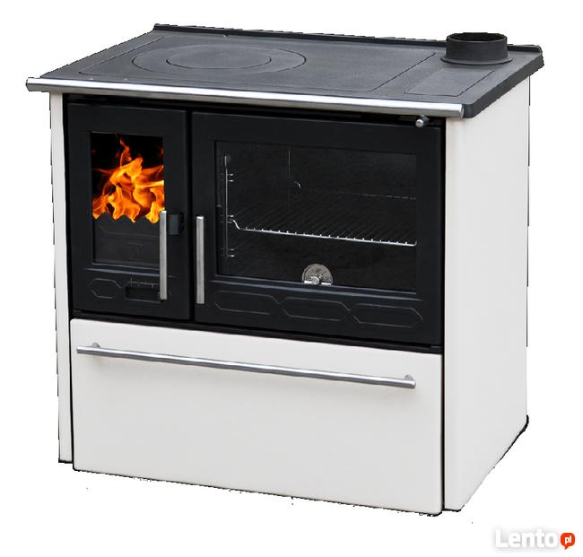 PLAMEN 850 GLAS biała kuchnia na drewno, żeliwo LEWA PROMOCJ