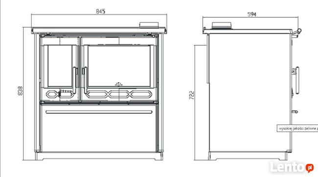 PLAMEN 850 GLAS krem kuchnia żeliwna na drewno