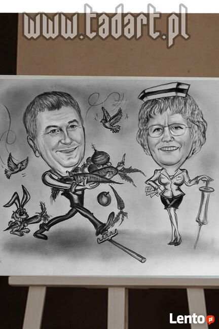 Karykatura karykatury prezent ślub rocznica świadka urodziny