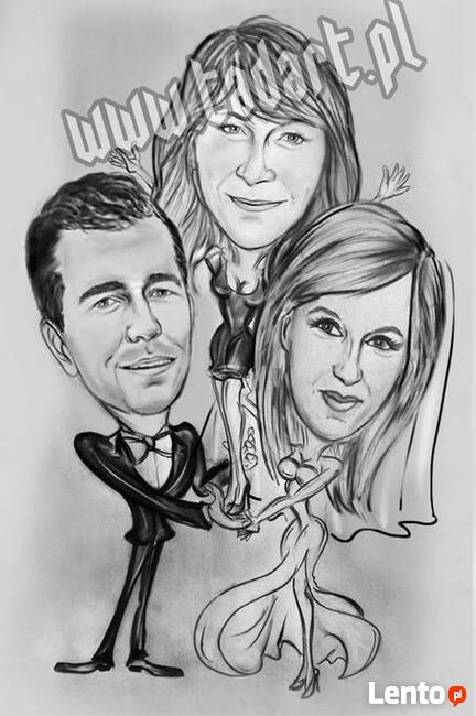 Karykatura karykatury prezent ślub rocznica świadka urodziny