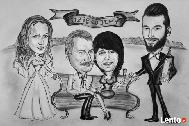 Karykatura karykatury prezent ślub rocznica świadka urodziny