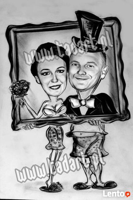 Karykatura karykatury prezent ślub rocznica świadka urodziny