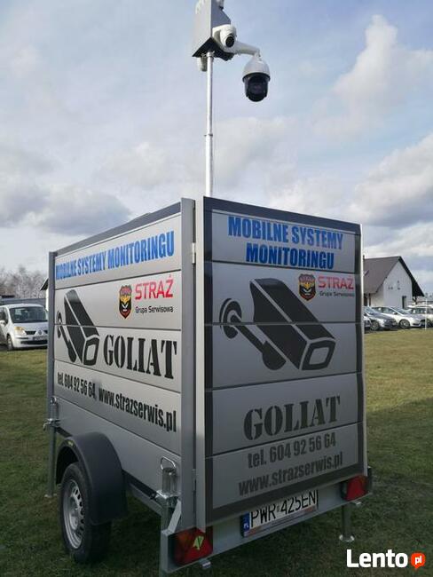 Przyczepka z monitoringiem - kamery alarm panele fotowolt.