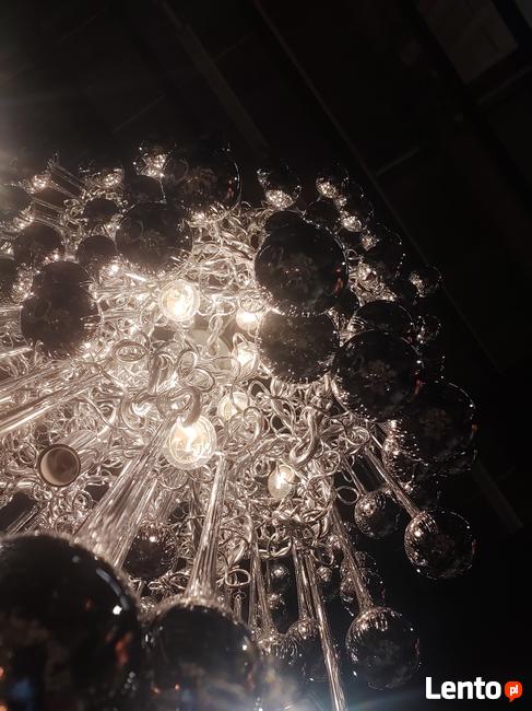 Luksusowy Żyrandol szkło z metaloplastyką Lodowe Krople II