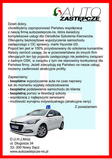Nauka jazdy z OC zastępcza i20 Hyundai