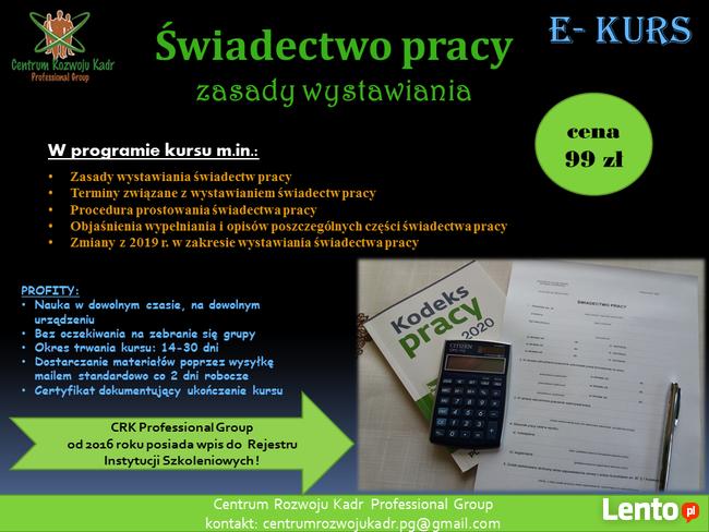 ŚWIADECTWO PRACY - ZASADY WYSTAWIANIA