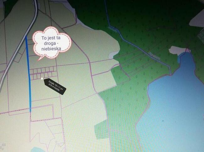 Rumian, działka Mazury, nad jeziorem, las, rzeka, Rybno