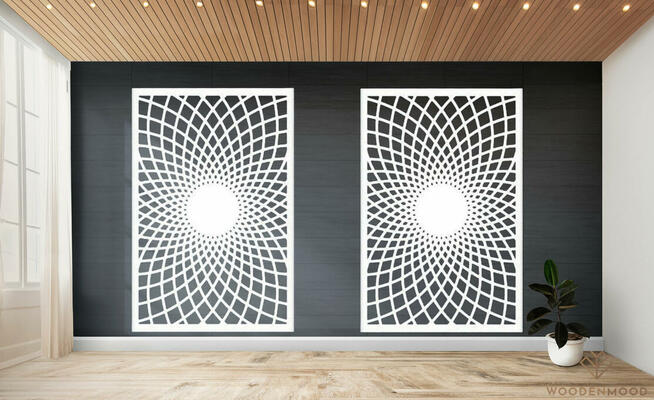Parawan wolnostojący drewniany panel ażurowy