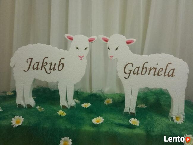 Owieczka z imieniem dziecka dekoracja Pierwsza Komunia