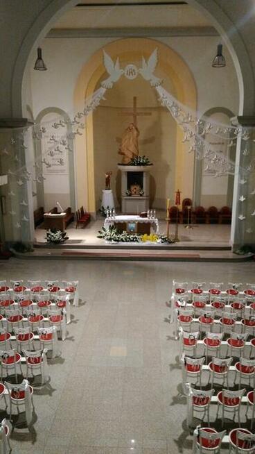 Gołąbek z imieniem dekoracja Pierwsza komunia