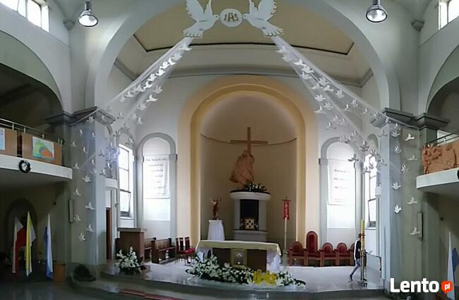 Gołąbek z imieniem dekoracja Pierwsza komunia