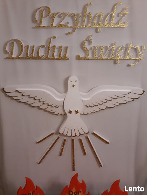 Gołębica+7 płomieni+hasło dekoracja bierzmowanie