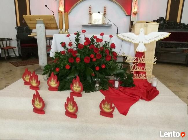 Gołębica+7 płomieni+hasło dekoracja bierzmowanie