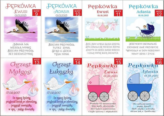 Etykiety wódka prezent Pępkówka Chrzest Urodziny