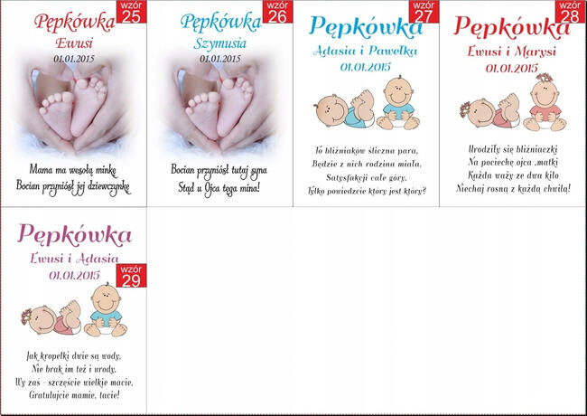 Etykiety wódka prezent Pępkówka Chrzest Urodziny