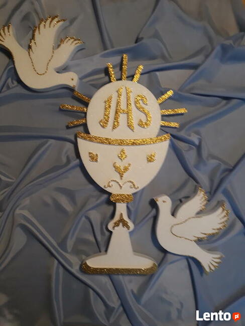 Kielich z hostią+2 gołąbki- dekoracja Pierwsza Komunia