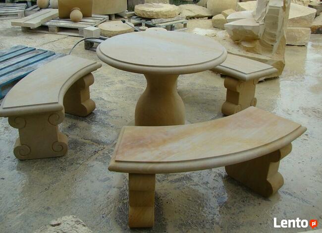 Komplet ogrodowy z kamienia, piaskowiec